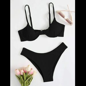 Rib Underwire Bikini Swimsuit